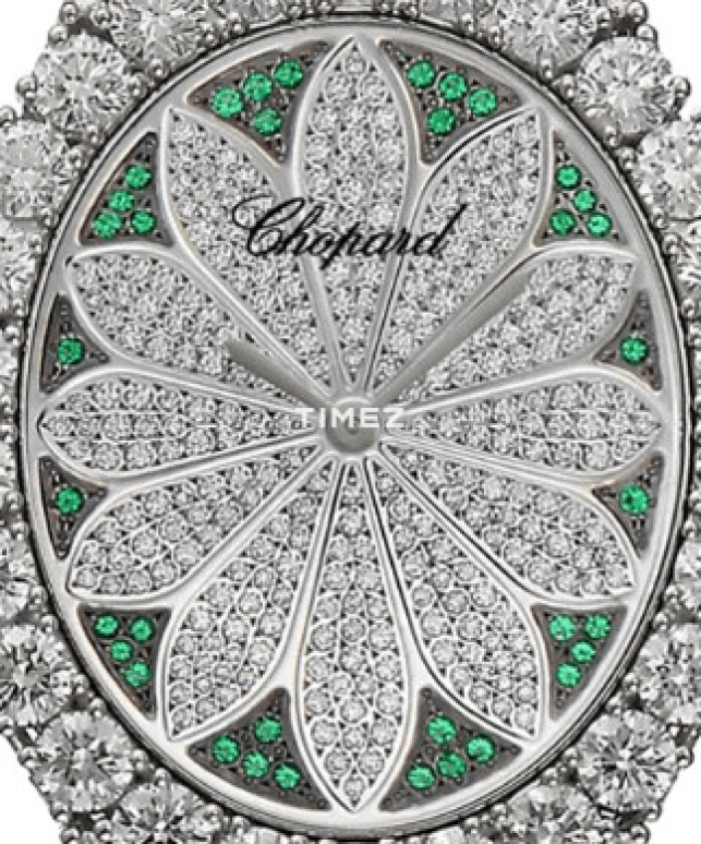 萧邦,L'HEURE DU DIAMANT 40毫米,40毫米,白金,银色,绿色,石英,蓝宝石,椭圆形,139383,139383-1032