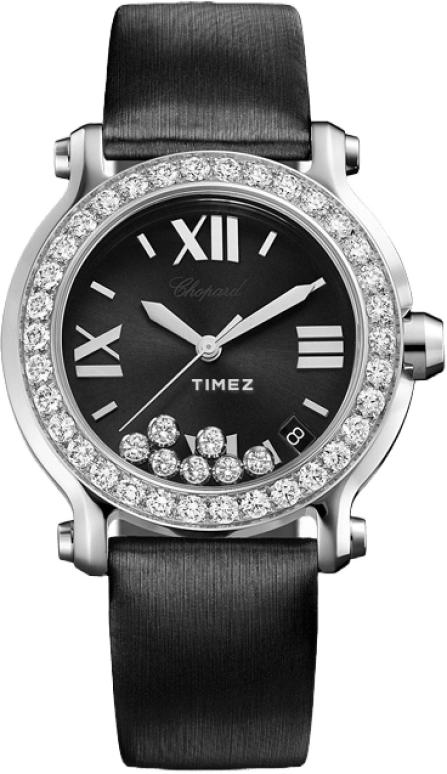 Chopard,Happy Diamonds 36mm,36mm,White Gold,Black,Quartz,Day,Sapphire,Crystal Glass,277473,277473-1004