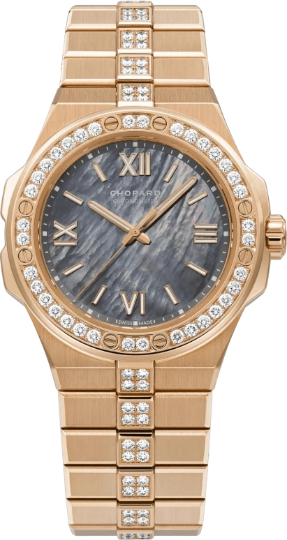 Chopard,Alpine Eagle 36mm,36mm,Rose Gold,Grey,Automatic,Date,60hours,295370,295370-5003