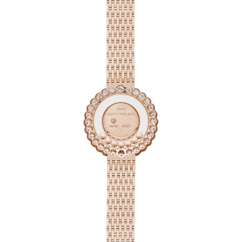 萧邦,Happy Diamonds 30.30毫米,30.30毫米,玫瑰金,白色,石英,蓝宝石,水晶玻璃,圆形,204180,204180-5201