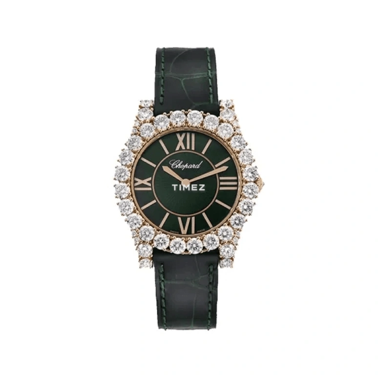 萧邦,L'HEURE DU DIAMANT 35.70毫米,35.70毫米,玫瑰金,绿色,自动上弦,蓝宝石,圆形,139419,139419-5413