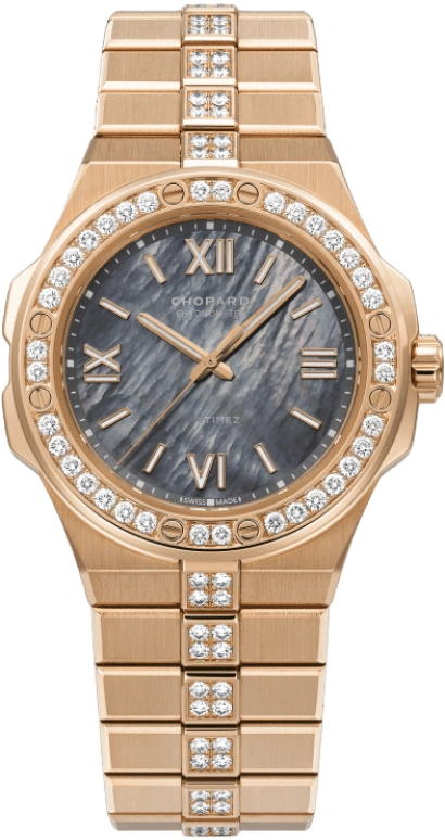 Chopard,Alpine Eagle 36mm,36mm,Rose Gold,Grey,Automatic,Date,60hours,295370,295370-5003