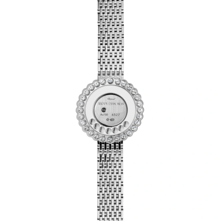 萧邦,Happy Diamonds 30.30毫米,30.30毫米,白金,白色,银色,石英,蓝宝石,水晶玻璃,圆形,204180,204180-1201