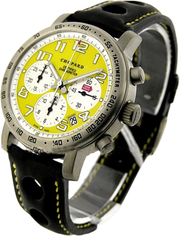 萧邦,Mille Miglia 39毫米,39毫米,钛,黄色,白色,自动上弦,计时,日历,16,16/8915-104