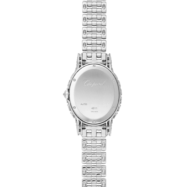 萧邦,L'HEURE DU DIAMANT 34.20x29.40毫米,34.20x29.40毫米,白金,银色,石英,蓝宝石,水晶玻璃,酒桶形,109422,109422-1101