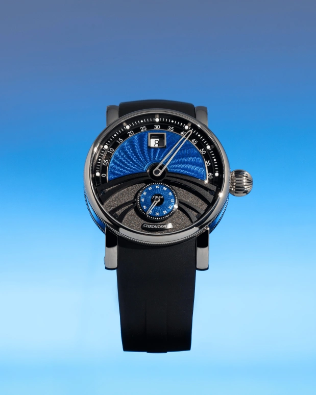 Chronoswiss,Delphis 42mm,42mm,Titanium,Blue,Black,Automatic,Jumping Minutes,Jumping Hours,Retrograde,CH,CH-1423T.1E-BKHB