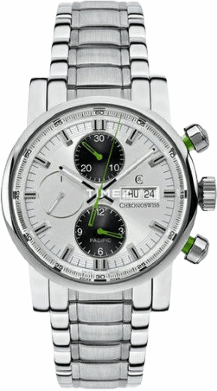 Chronoswiss,Pacific 43mm,43mm,Stainless Steel,Silver White,Automatic,Chronograph,Date,Day,CH 7583 B si