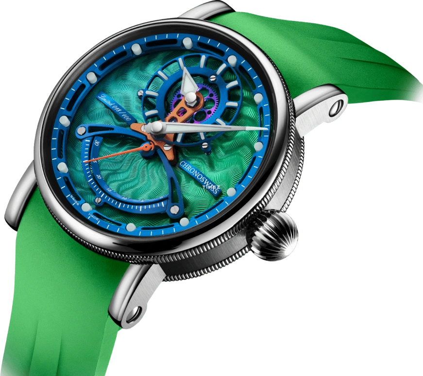 Chronoswiss,Open Gear 42mm,42mm,Titanium,Blue,Green,Automatic,Retrograde,55hours,CH,CH-6923T.1-GRBL