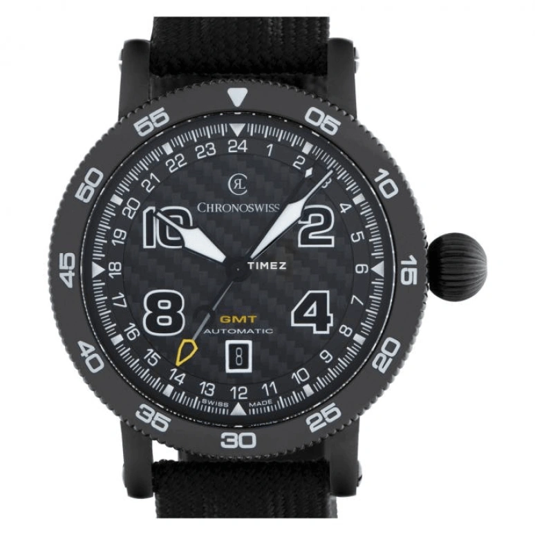 瑞宝,Timemaster 44毫米,44毫米,精钢,黑色,自动上弦,日历,两地时,CH,CH-2535