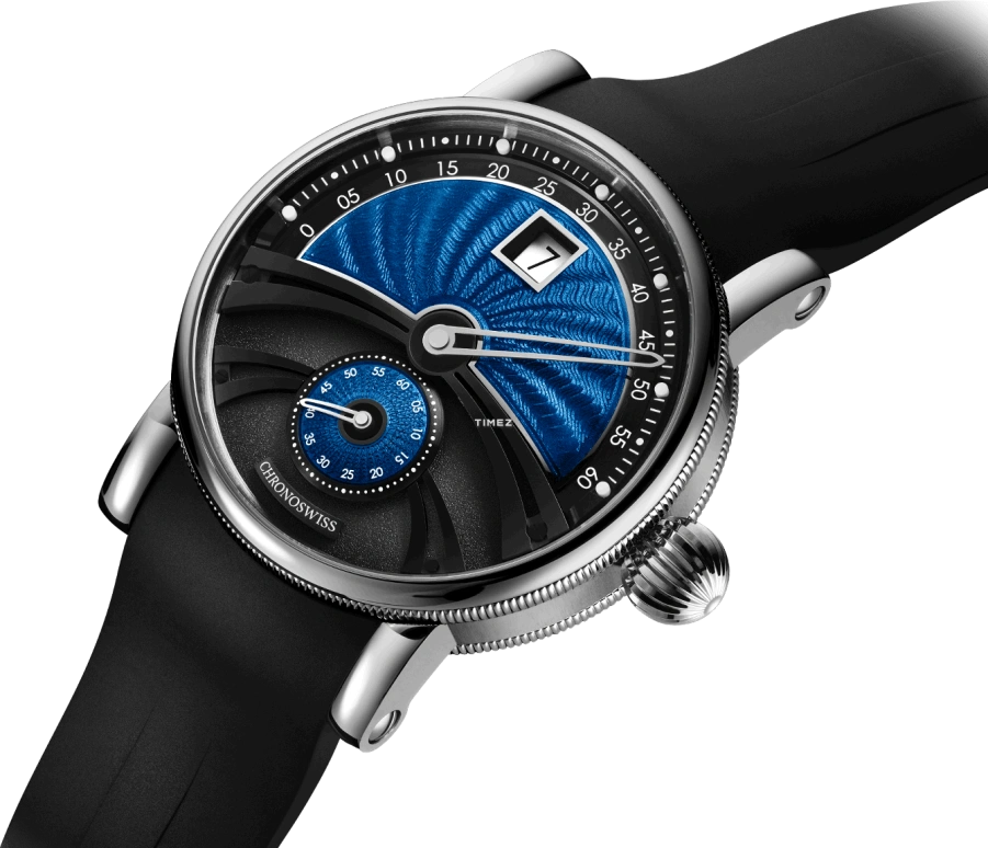 Chronoswiss,Delphis 42mm,42mm,Titanium,Blue,Black,Automatic,Jumping Minutes,Jumping Hours,Retrograde,CH,CH-1423T.1E-BKHB