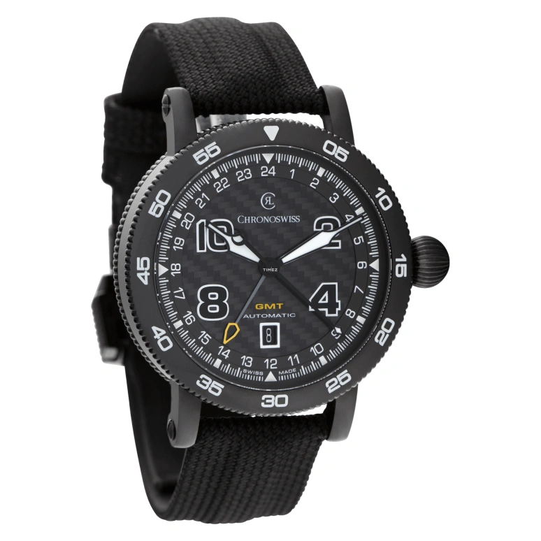 瑞宝,Timemaster 44毫米,44毫米,精钢,黑色,自动上弦,日历,两地时,CH,CH-2535