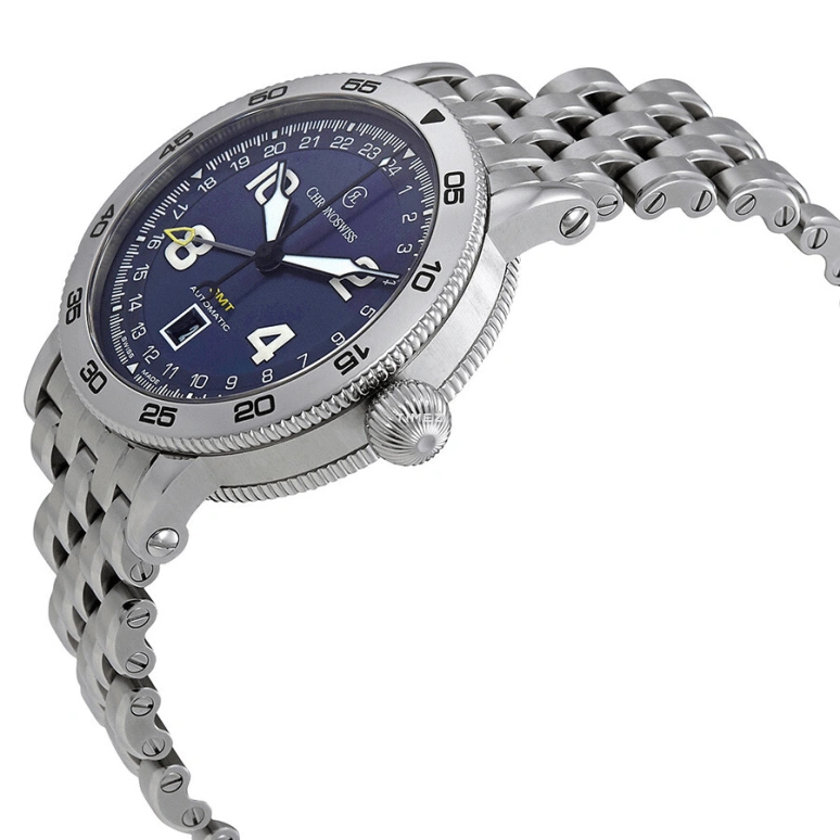 瑞宝,Timemaster 44毫米,44毫米,精钢,蓝色,自动上弦,日历,两地时,CH,CH-2563