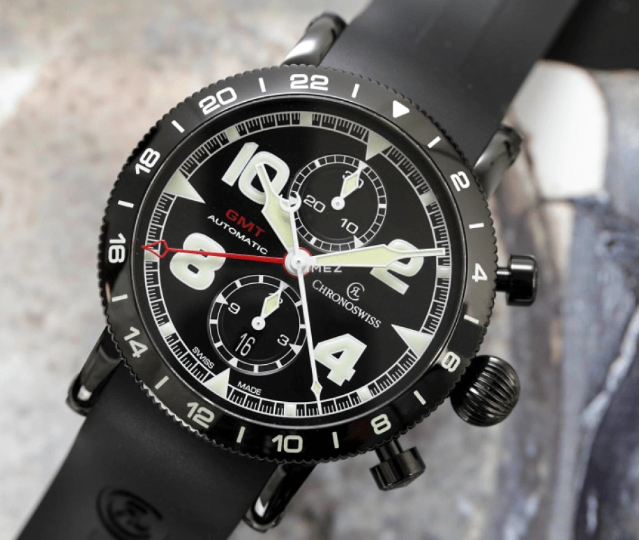 瑞宝,Timemaster 44毫米,44毫米,精钢,黑色,自动上弦,计时,日历,两地时,CH,CH-7555.1