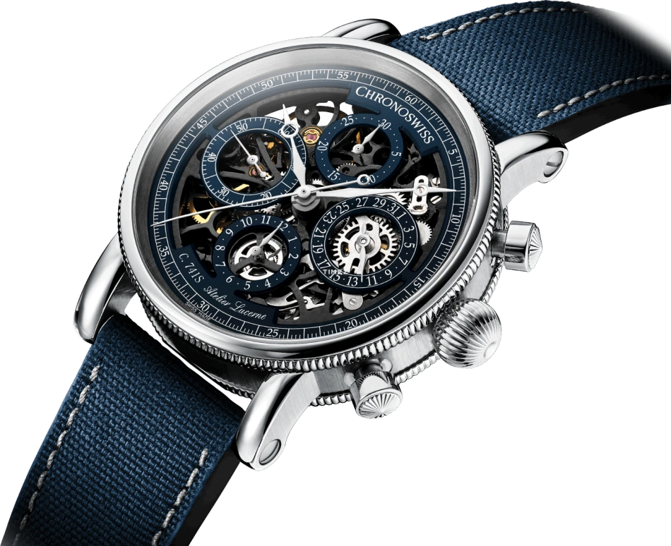 Chronoswiss,Sirius 41mm,41mm,Titanium,Blue,Black,Automatic,Chronograph,Day,CH,CH-7543T.1S-BL2
