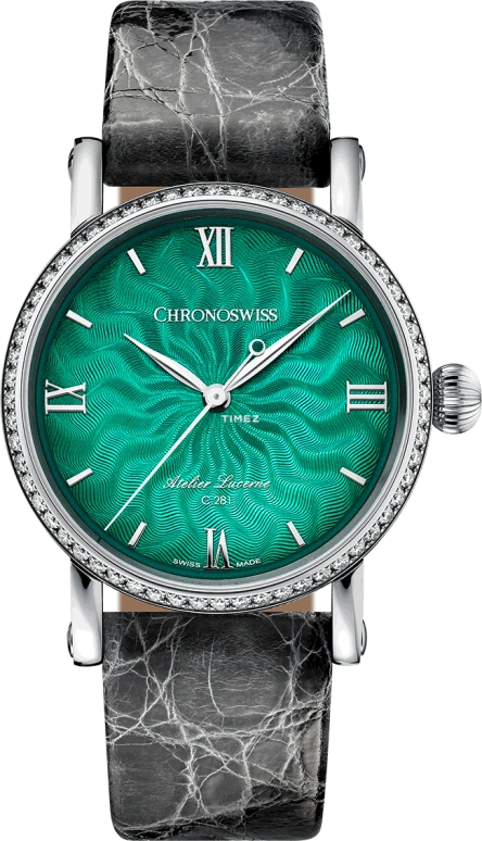 Chronoswiss,Artist 34mm,34mm,Stainless Steel,Green,Automatic,42hours,In-house Caliber,CH,CH-2093-DE1-GRE