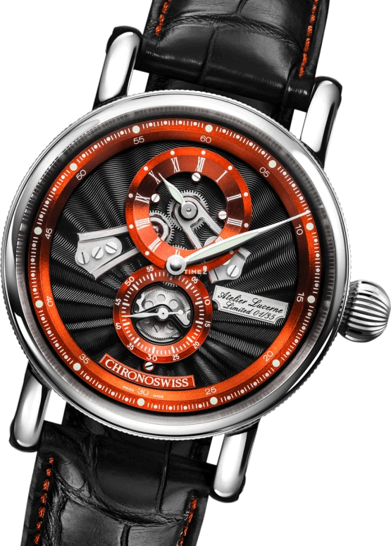 Chronoswiss,Open Gear 41mm,41mm,Stainless Steel,Orange,Black,Automatic,42hours,In-house Caliber,CH,CH-8753-BKOR