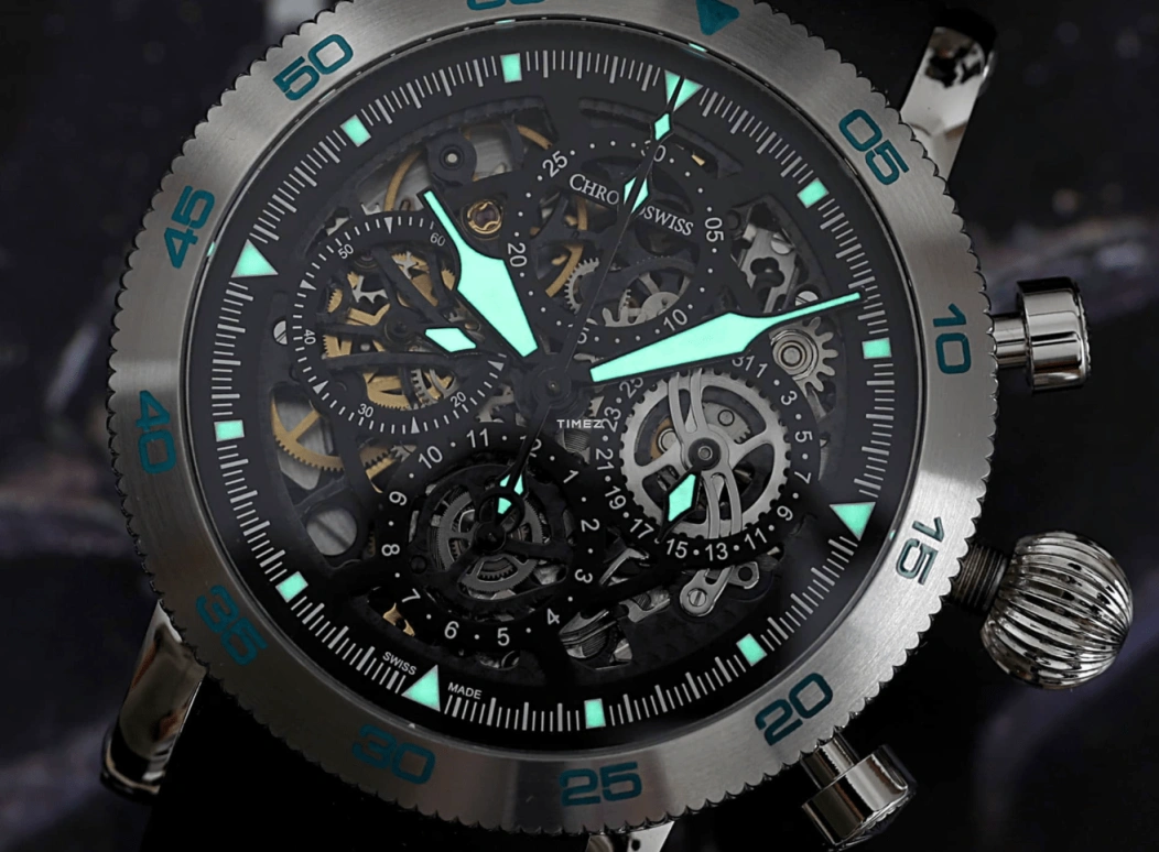 瑞宝,Timemaster 44毫米,44毫米,精钢,黑色,框架,自动上弦,计时,日历,CH,CH-9043S-BK