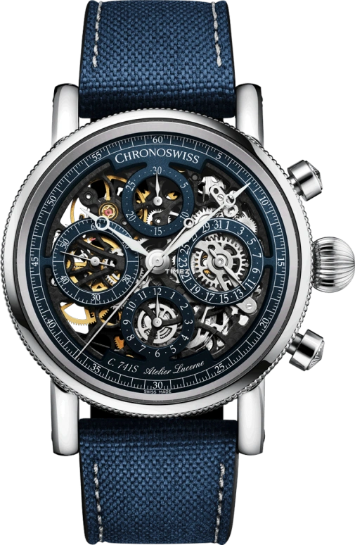 Chronoswiss,Sirius 41mm,41mm,Titanium,Blue,Black,Automatic,Chronograph,Day,CH,CH-7543T.1S-BL2