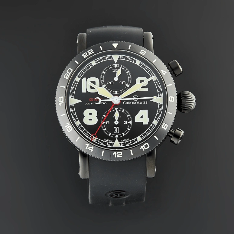 瑞宝,Timemaster 44毫米,44毫米,精钢,黑色,自动上弦,计时,日历,两地时,CH,CH-7555.1
