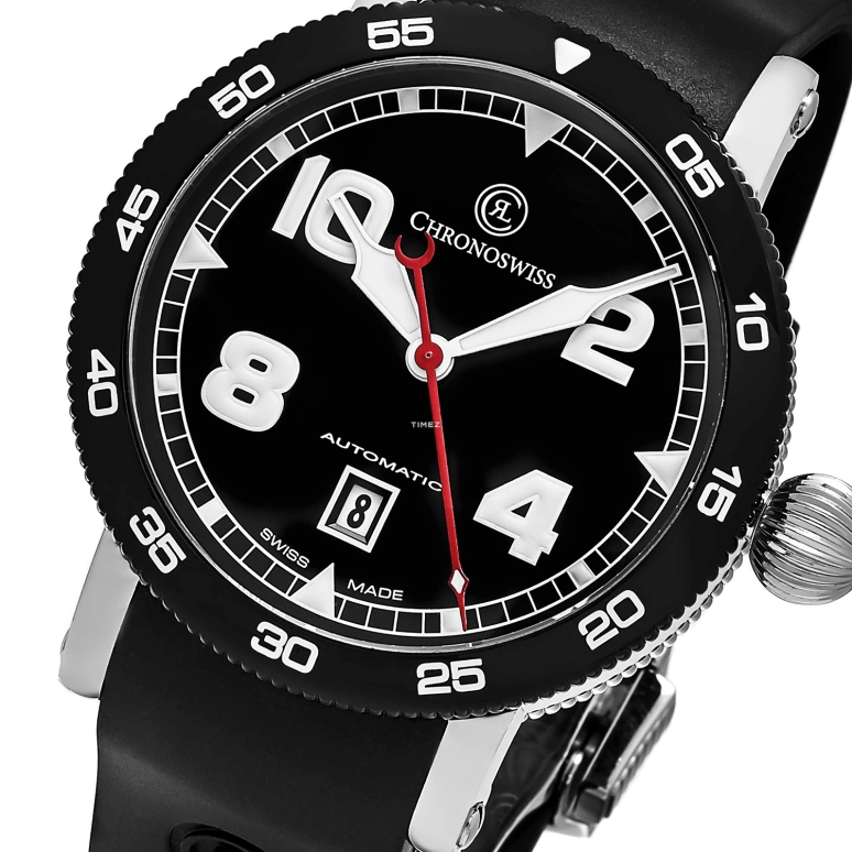 Chronoswiss,Timemaster 44mm,44mm,Stainless Steel,Black,Automatic,Day,42hours,CH,CH-8643B