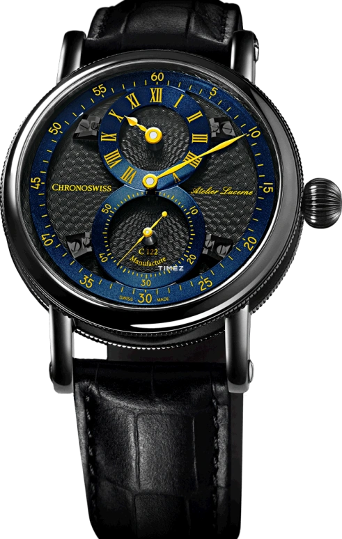 Chronoswiss,Heritage 40mm,40mm,Stainless Steel,Black,Blue,Automatic,45hours,In-house Caliber,CH,CH-1245.3-BKBL