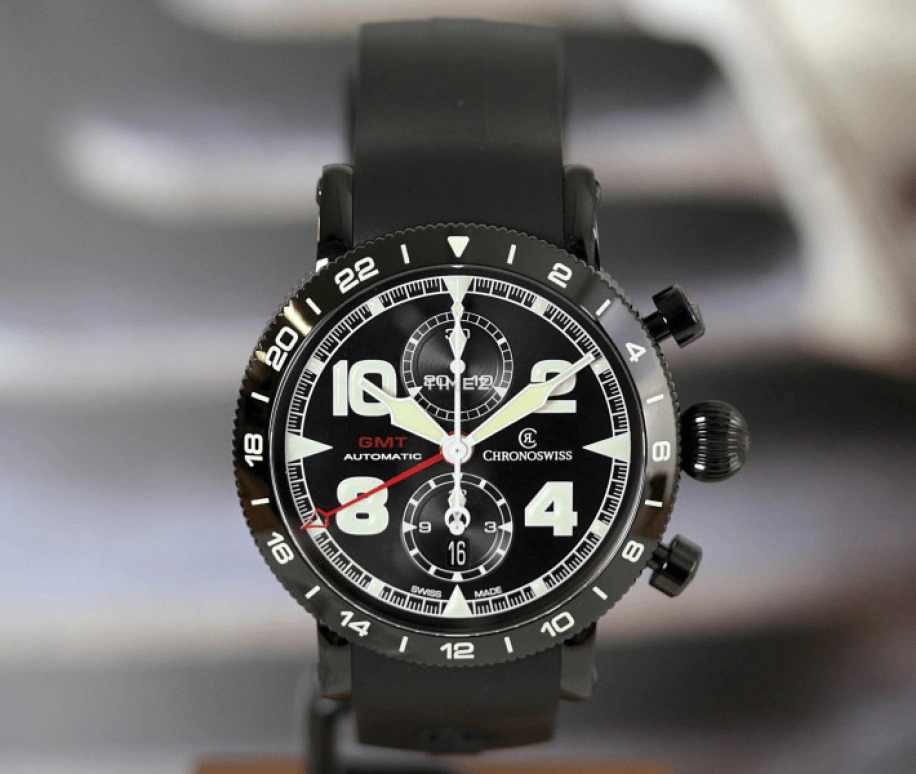 瑞宝,Timemaster 44毫米,44毫米,精钢,黑色,自动上弦,计时,日历,两地时,CH,CH-7555.1