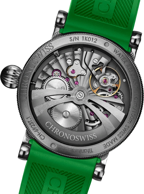 Chronoswiss,Open Gear 42mm,42mm,Titanium,Blue,Green,Automatic,Retrograde,55hours,CH,CH-6923T.1-GRBL