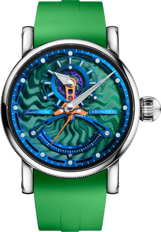 Chronoswiss,Open Gear 42mm,42mm,Titanium,Blue,Green,Automatic,Retrograde,55hours,CH,CH-6923T.1-GRBL