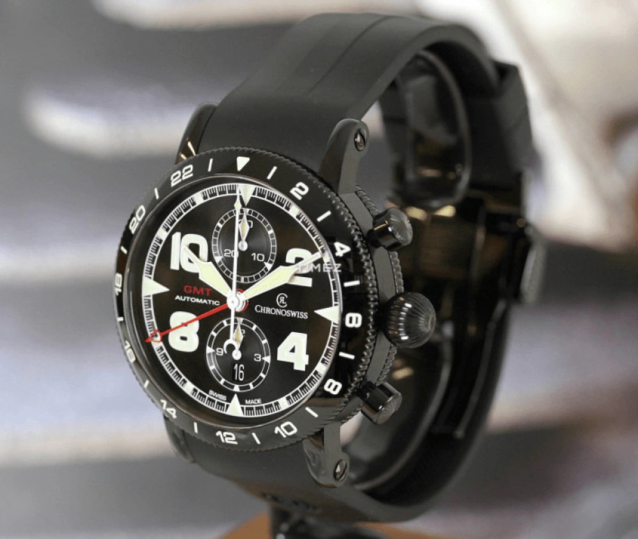 瑞宝,Timemaster 44毫米,44毫米,精钢,黑色,自动上弦,计时,日历,两地时,CH,CH-7555.1
