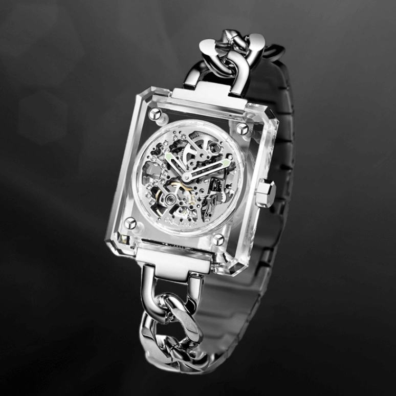 CIGA Design,Series R 43x37mm,43x37mm,Crystal,Silver,Automatic,Sapphire,Rectangular,R032,R032-CS01-W5WH