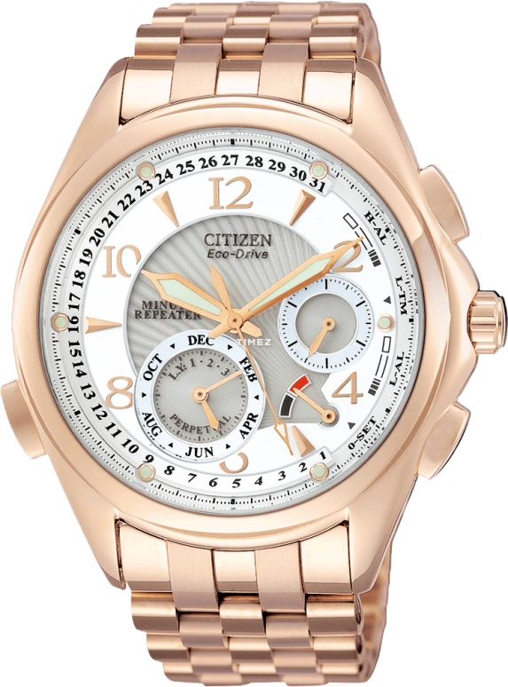 Citizen,Eco-Drive 42mm,42mm,Stainless Steel,Rose Gold,Silver White,Crystal Glass,Rose Gold,BL9008,BL9008-81A