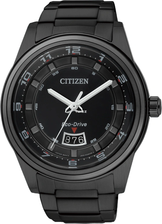 西铁城,光动能 43毫米,43毫米,不锈钢,黑色,水晶玻璃,AW1284,AW1284-51E