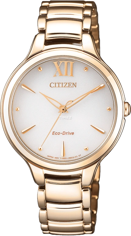 Citizen,Eco-Drive 32.50mm,32.50mm,Stainless Steel,Rose Gold,Rose Gold,Quartz,In-house Caliber,Sapphire,EM0553,EM0553-85A