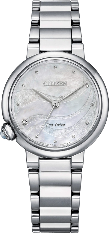 Citizen,Eco-Drive 30mm,30mm,Stainless Steel,Silver White,Quartz,In-house Caliber,Sapphire,EM0910,EM0910-80D