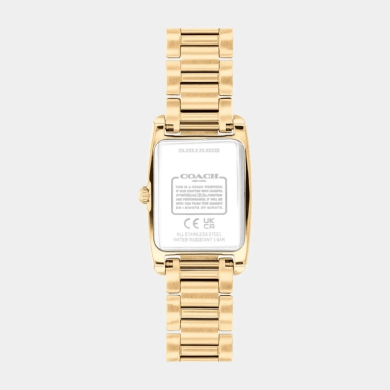 蔻驰,Reese 20毫米,20毫米,精钢,黄金色,石英,矿物水晶,长方形,14504588