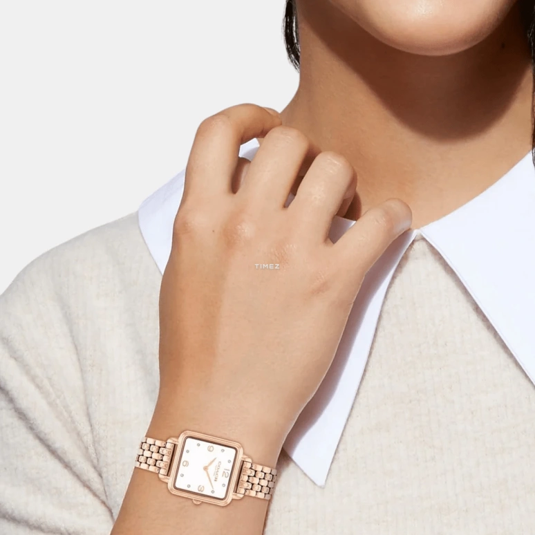 蔻驰,Cass 28毫米,28毫米,精钢,白色,石英,矿物水晶,方形,14504532