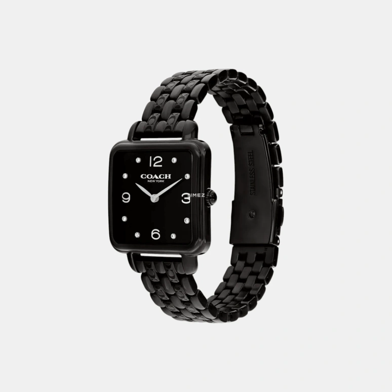 蔻驰,Cass 28毫米,28毫米,精钢,黑色,石英,矿物水晶,方形,14504533