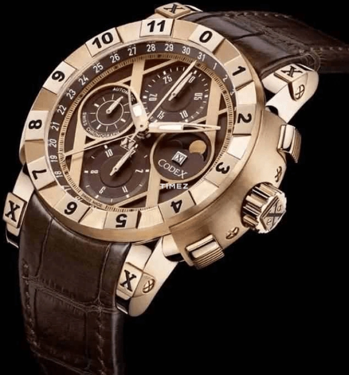 CODEX,IDENTITY 46.90mm,46.90mm,Rose Gold,Brown,Automatic,Chronograph,Moonphase,Day,4403,4403.41.0105.R05