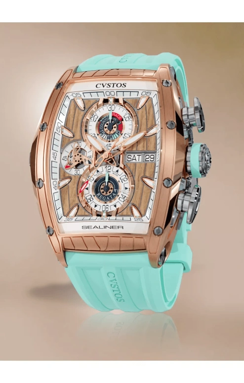 Cvstos,Sealiner 53.70x41mm,53.70x41mm,Red Gold,Titanium,Brown,White,Automatic,Chronograph,Date,Day,C01107,C01107.4125001