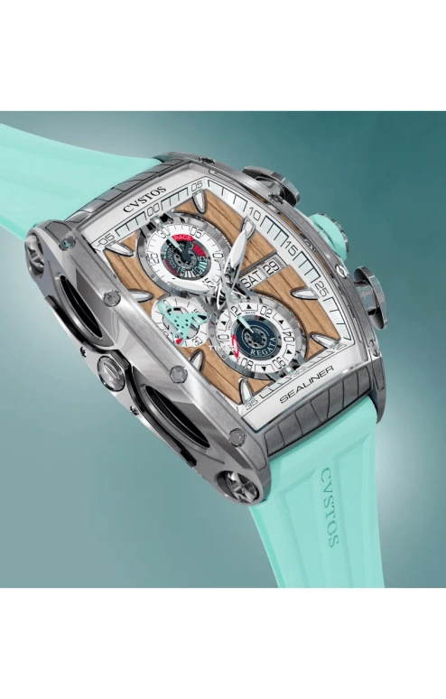 Cvstos,Sealiner 53.70x41mm,53.70x41mm,Stainless Steel,Titanium,Brown,White,Automatic,Chronograph,Date,Day,C01107,C01107.4106001