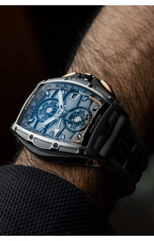 Cvstos,Racing 59x45mm,59x45mm,Stainless Steel,Red Gold,Grey,Automatic,Chronograph,Day,Dule Time,GMT,48hours,In-house Caliber,B01110,B01110.4502001