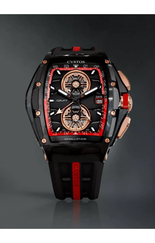 Cvstos,Racing 53.70x41mm,53.70x41mm,Red Gold,Stainless Steel,Black,Red,Automatic,Chronograph,Day,Dule Time,B01110,B01110.4102002