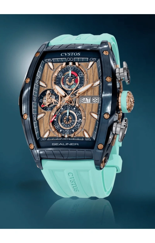 Cvstos,Sealiner 53.70x41mm,53.70x41mm,Red Gold,Stainless Steel,Brown,Blue,Automatic,Chronograph,Date,Day,C01107,C01107.4105001