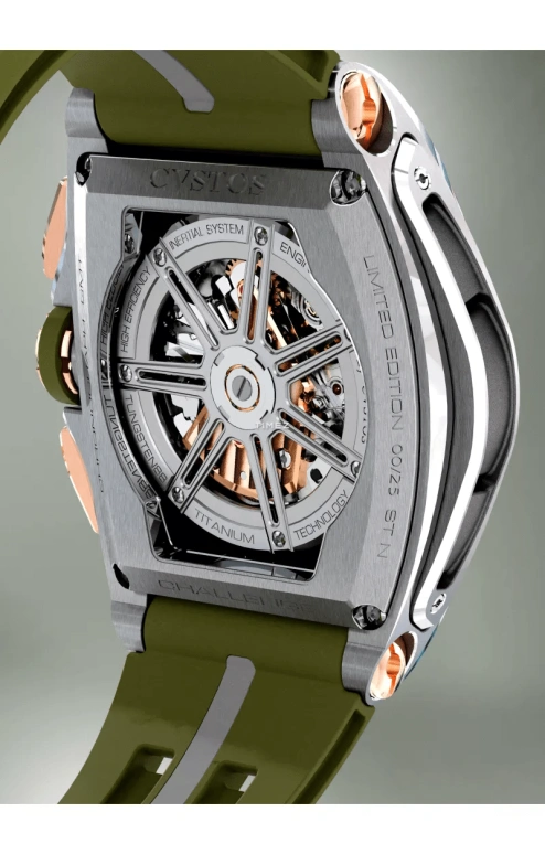 Cvstos,Racing 53.70x41mm,53.70x41mm,Red Gold,Stainless Steel,Green,Automatic,Chronograph,Day,Dule Time,B01110,B01110.4107002