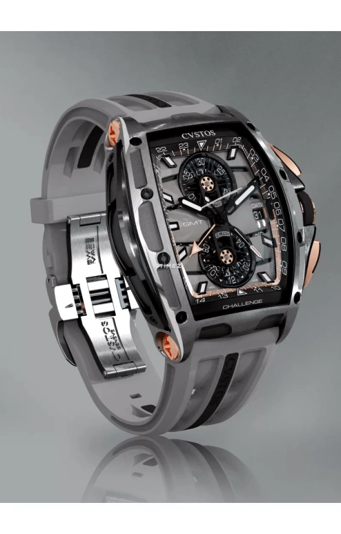 Cvstos,Racing 59x45mm,59x45mm,Stainless Steel,Red Gold,Grey,Automatic,Chronograph,Day,Dule Time,GMT,48hours,In-house Caliber,B01110,B01110.4502001
