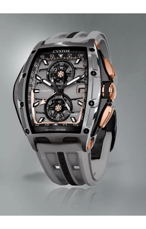 Cvstos,Racing 59x45mm,59x45mm,Stainless Steel,Red Gold,Grey,Automatic,Chronograph,Day,Dule Time,GMT,48hours,In-house Caliber,B01110,B01110.4502001