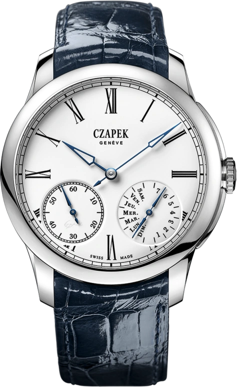 Czapek,贝格码头 42.50毫米,42.50毫米,白金,白色,手动上弦,动力储存指示,168小时,QDB29