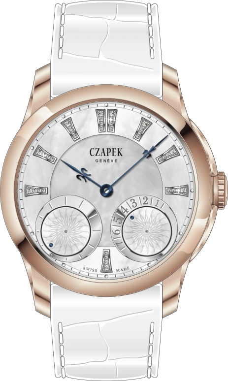 Czapek,贝格码头 38毫米,38毫米,红金,白色,蓝宝石,圆形,QDB5