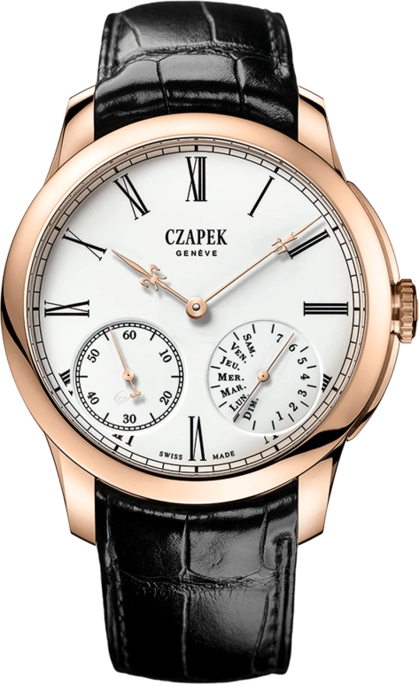 Czapek,贝格码头 42.50毫米,42.50毫米,红金,白色,手动上弦,动力储存指示,168小时,QDB33