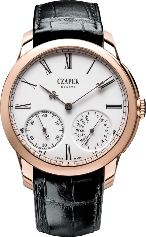 Czapek,贝格码头 42.50毫米,42.50毫米,红金,白色,手动上弦,动力储存指示,168小时,QDB33BIS